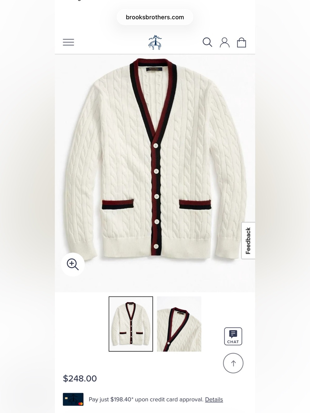 Brooks Brothers White Cable Knit Cardigan